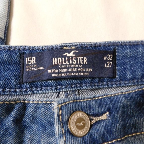 Hollister Ultra High Rise Mom Jeans Patchwork Design Size 15R BRAND NEW - Picture 4 of 4